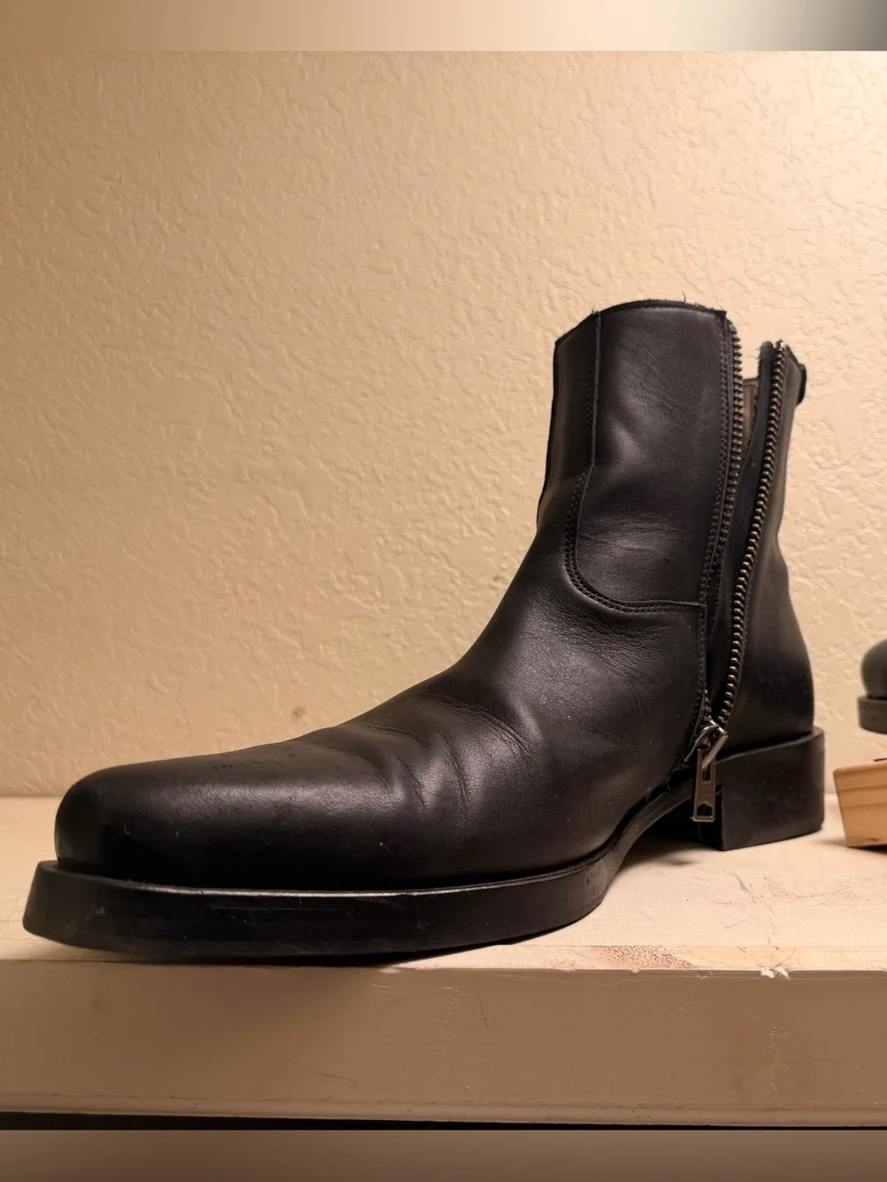 AllSaints Black Leather Chukka Zip Boots